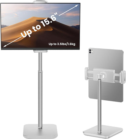 tounee Height Adjustable Tablet Stand, 3.5lb (1.6kg) Max Support, Up to 18" Tall, Slim Portable Monitors Stand Compatible with iPad Pro 12.9, Surface Pro, All 4.7"-15.6" Devices - Black