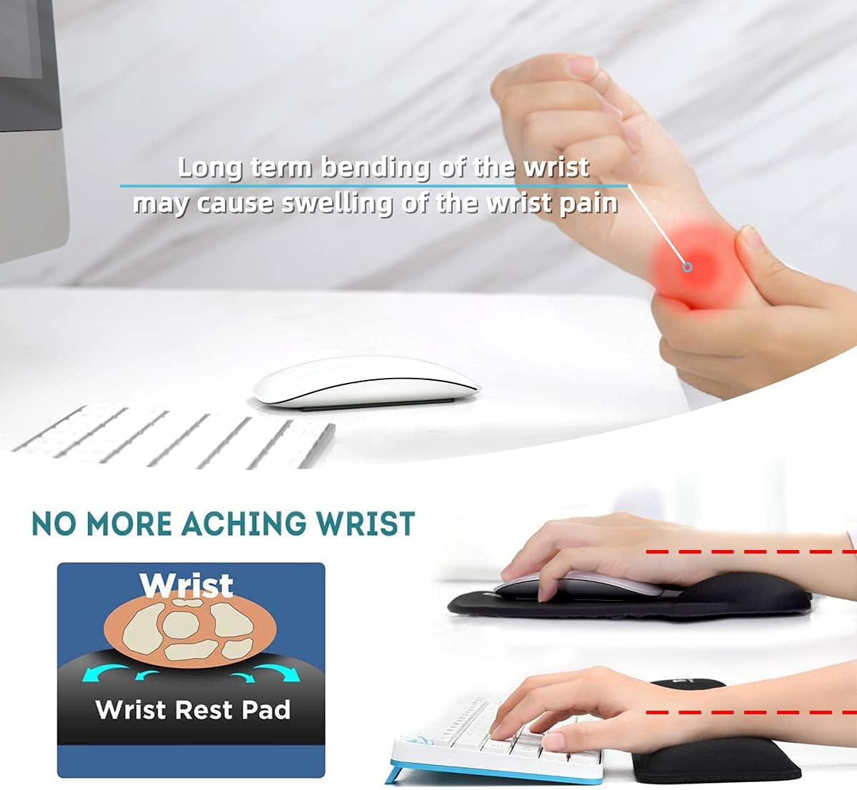 Memory Foam Set Wrist Rest Pad & Mouse Wrist Rest Support,Ergonomic Design for Office,Home,Laptop,Desktop Computer,Gaming Keyboard - Pink
