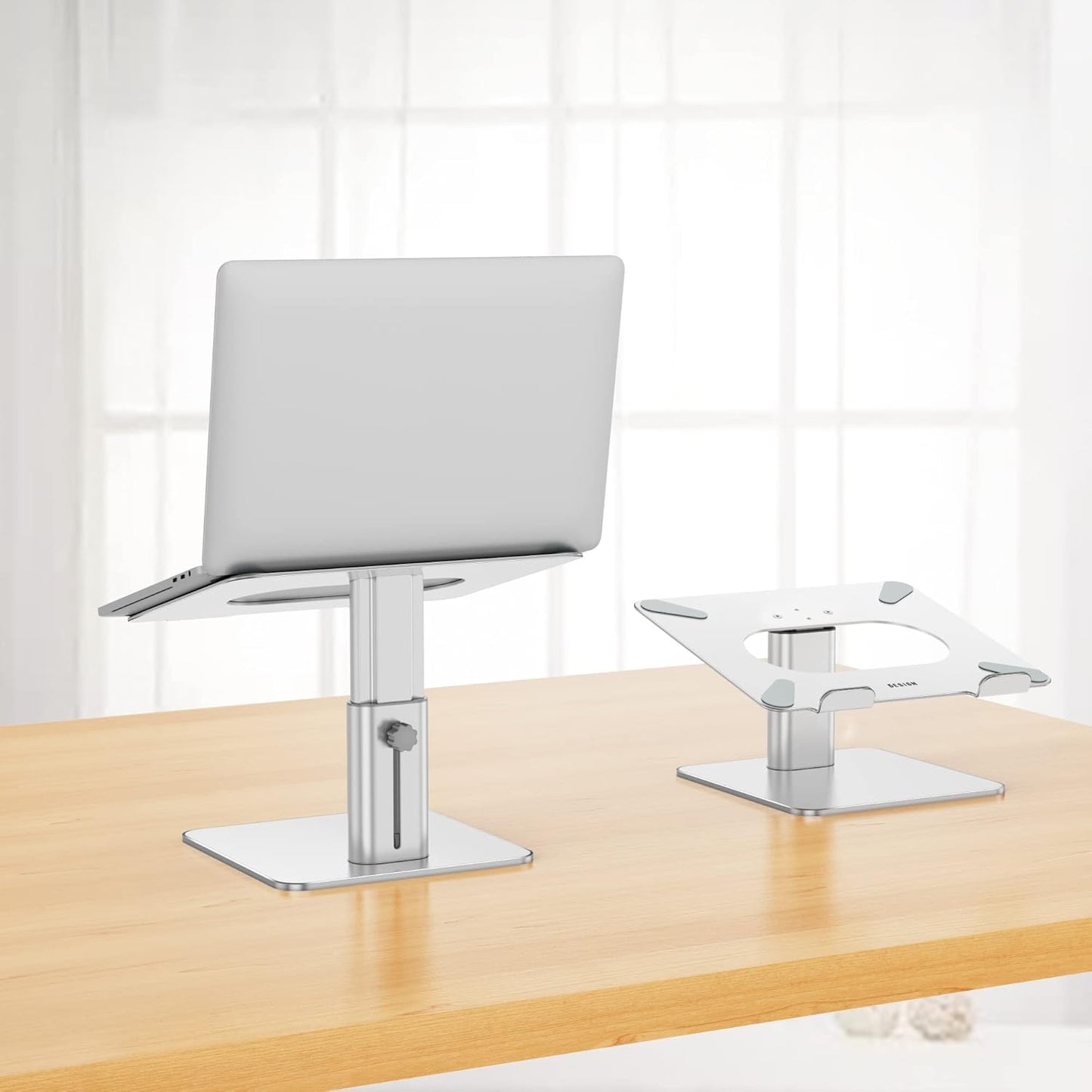 BESIGN LSX6 Computer Holder Stand, Ergonomic Adjustable Notebook Riser for Standing Work, Compatible with Air, Pro, Dell, HP, Lenovo More 10-14" Laptops, Black