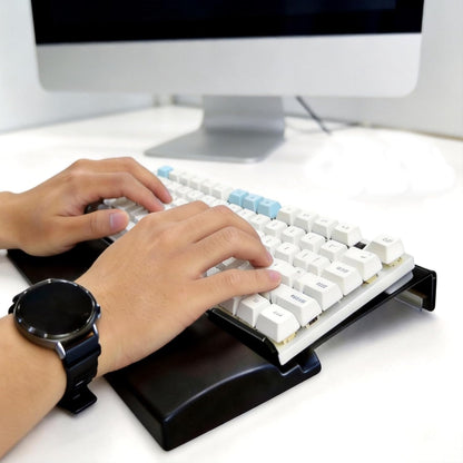 Acrylic Keyboard Stand w/Silicone Wrist Rest 4-Level Height Adjustment, Ergonomic 16.9 x 5.7 inches Computer Keyboard Riser for Easy Typing Office, Gaming, and Home Desks Black