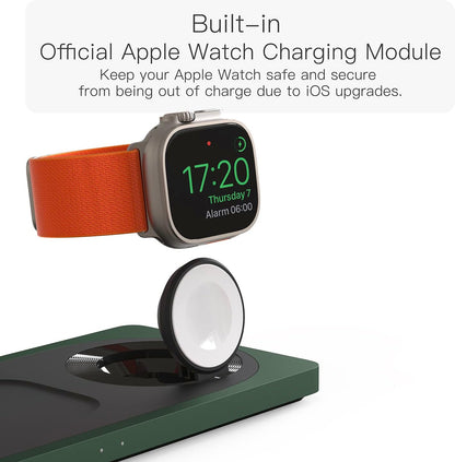 3-in-1 Charging Station for Apple Devices: Used for iPhone and Watch Charging Station with Magsafe Charger Stand, Wireless Charger for iPhone 17 Air 16 15 14 13 Series, Apple Watch Ultra, AirPods Pro