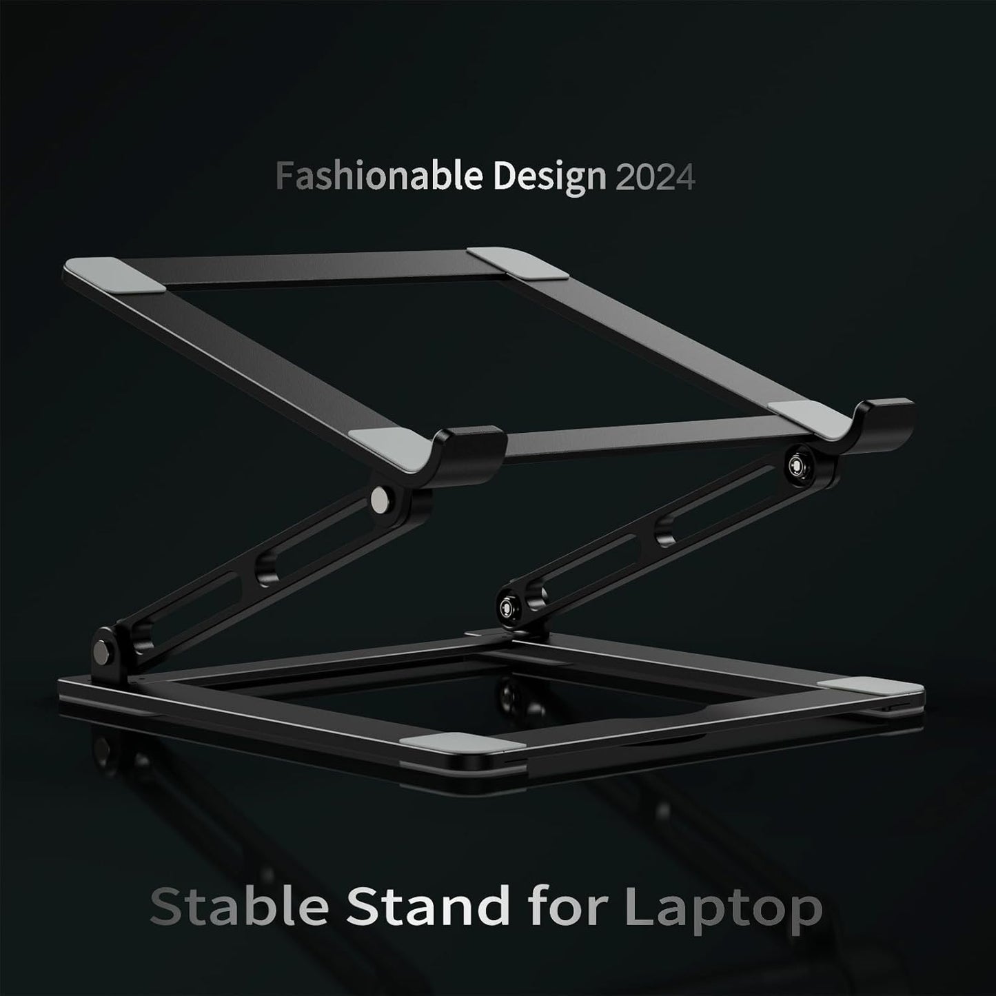 Laptop Stand for Desk - Adjustable Laptop Holder, Portable Laptop Riser with Multi-Angle Height Adjustable Computer Stand for MacBook Air/Pro and More Notebooks 10-17.3" - Grey
