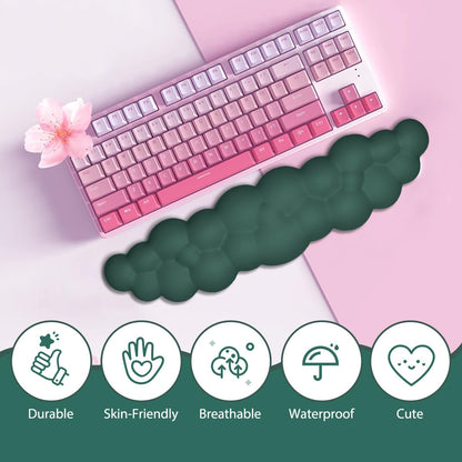 JIKIOU Upgrade Leather Cloud Keyboard Wrist Rest, Cloud Wrist Rest with Non-Slip PU Base, Comfortable Memory Foam Wrist Rest for Computer Laptop Mac Gaming Office and Pain Relief Christmas Wish Gift