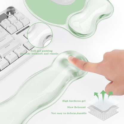 Wrist Rest for Keyboard- Ergonomic Gel Keyboard Wrist Rest and Mouse Pad Set, Non-Slip PU Base for Office, Laptop & Gaming - Green