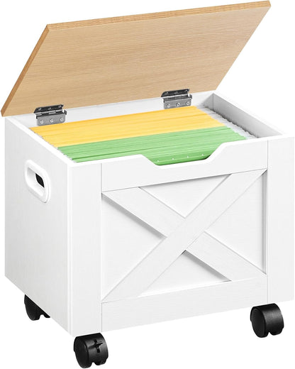 MAHANCRIS Rolling Filing Cabinet, Small File Cabinet Under Desk with Single Drawer, Hanging File Organizer for A4/Letter-Size Documents, Organizer Box, for Home Office, Rustic Brown FCRB4001