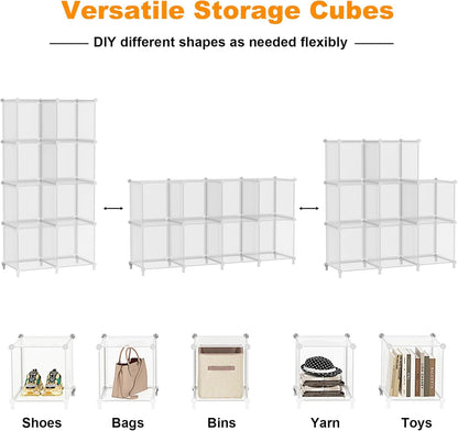 AWTATOS Cube Storage Organizer, 16 Cube Closet Organizer, Stackable Storage Cube Shelves, DIY Portable Closet Clothes Organizer Shelving for Bedroom, Closet, Wardrobe, Bathroom, White