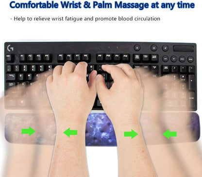 BRILA Keyboard Wrist Rest Support Cushion Pad for Computer, Laptop, Office Work, PC Gaming - Memory Foam Gel with Massage Holes Design - Non-Slip Easy Typing Wrist Pain Relief (Black Keyboard Pad)