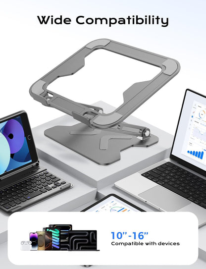 JCZT Adjustable Laptop Stand for Desk, Metal Foldable Laptop Riser, Portable Laptop Holder Mount, Ventilated Cooling Computer Notebook Stand for MacBook Air Pro, All 10-16'' Notebooks Laptops, Gold