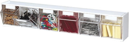 Deflecto Interlocking Tilt Bin, 9 Bin Unit, Clear and White, 23-5/8” x 3-5/16” x 2-5/8” (20903OP)