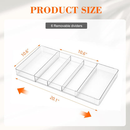 Briwooody 1 Pcs Large Expandable Acrylic Drawer Organizers, Grid Adjustable Drawer, Dividers Organizer for Desk, Makeup, Jewelry, Office, Kitchen Supplies (Clear,11 Compartments)