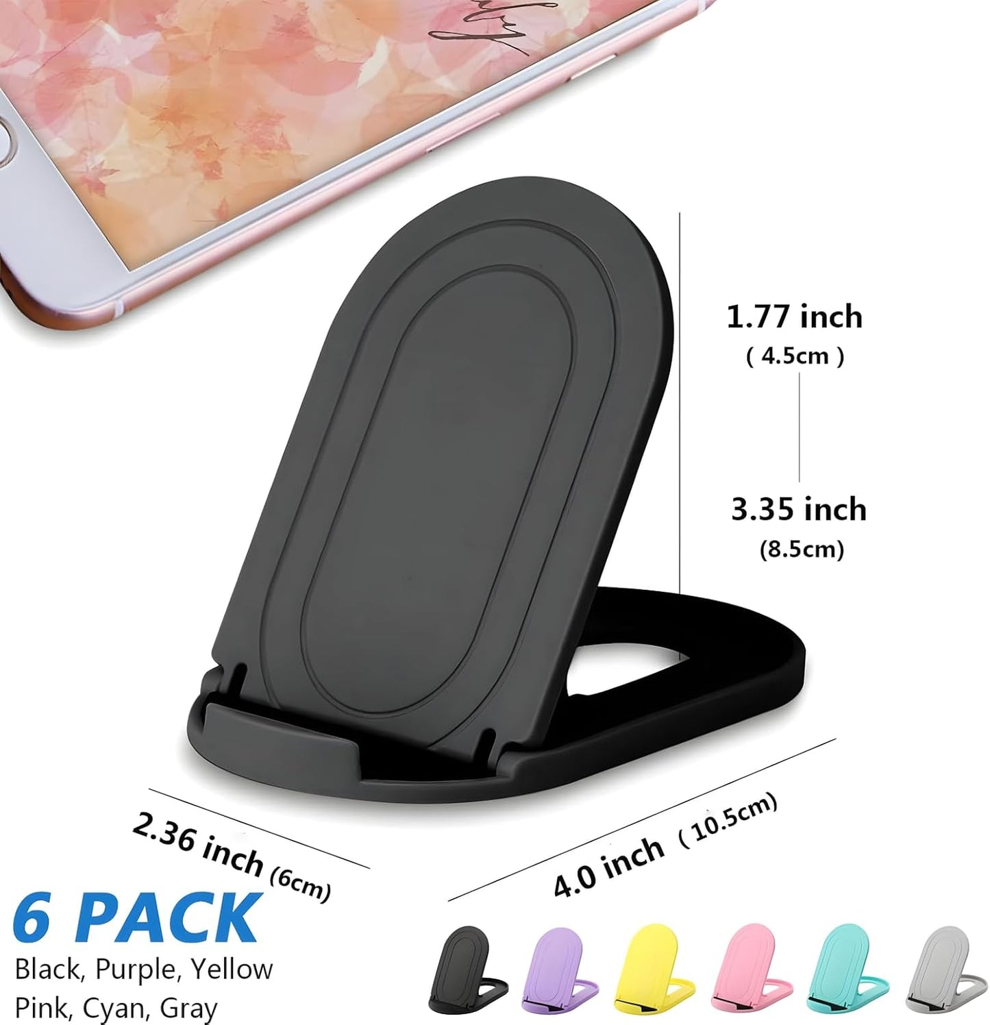 [3-Pack] Cell Phone Stand for Desk, Portable Foldable iPhone Stand Holder Stand, Adjustable Multi-Angle Desktop Cradle for New iPhone 17 16 15 14 Pro Max, Tablet, Travel Airplane Essentials, FaceTime