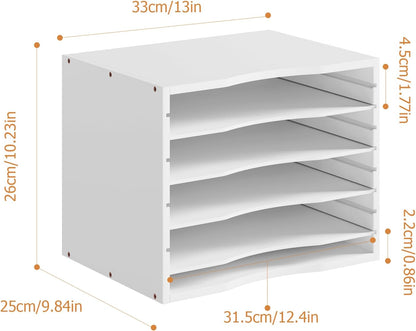 Bamjoy Bamboo 5 Tier Desktop Organizer, Paper Organizer Mail Sorter, File Holder Letter Document Storage with Adjustable Shelves for School Home Office, Natural