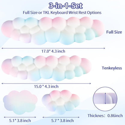 Sushret Cloud Wrist Rest Keyboard, Cloud Keyboard Wrist Pad Set with PU Leather Memory Foam, Cute Arm Rest for Palm Support, PC/Gaming Desk Accessories/Office Setup/Computer Hand Cushion - White