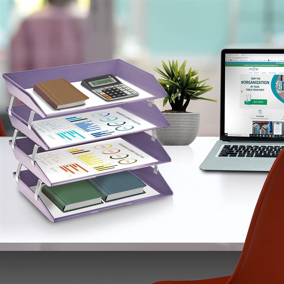 Acrimet 3 Tier Paper Letter Tray Side Load Letter Size, Office Desk File Document Organizer Plastic (Clear Crystal Color)