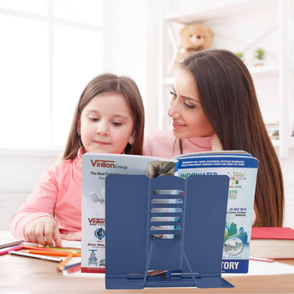 Honagu Metal Desk Book Holder, Hands Free Adjustable Cookbook & Document Holder, Portable Bookstand for Music Books, Textbooks, Recipes, Tablets & iPads (Purple)