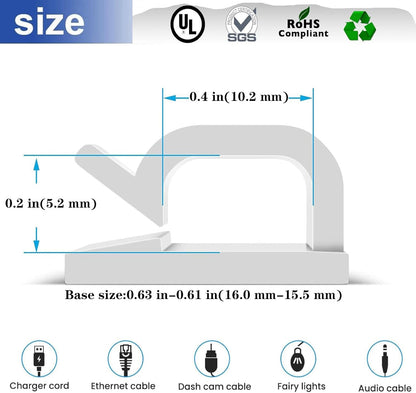 Cable Clips，50PCS Electrical Cord Management Adhesive Cable Wire Clip Wire Clips wall，Used for Cars, Offices, and Homes Cable Clips Cord Organizer（Black）