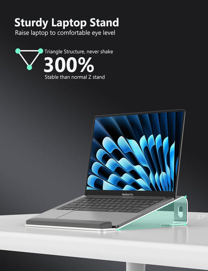 JCZT Aluminum Laptop Stand, Notebook Stand with Wrist Rest, Ergonomic Detachable Laptop Mount, Computer Stand Compatible with 10-17'' All Laptops Such as MacBook Air Pro/HP/Dell/Lenovo, Gold