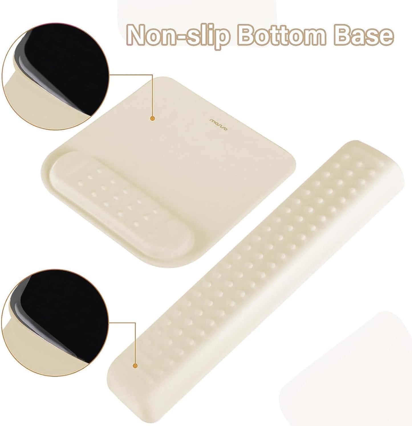 MOSISO Computer Keyboard Stand&Wrist Rest Support for Keyboard &Mouse Pad Set, Ergonomic Massage Wrist Rest Set, Easy Typing Working Acrylic Clear Stand for Office Home, Apricot