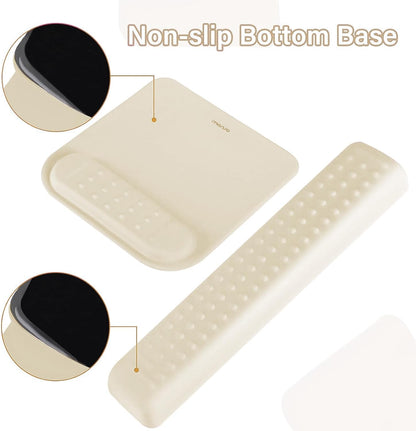 MOSISO Computer Keyboard Stand&Wrist Rest Support for Keyboard &Mouse Pad Set, Ergonomic Massage Wrist Rest Set, Easy Typing Working Acrylic Clear Stand for Office Home, Apricot