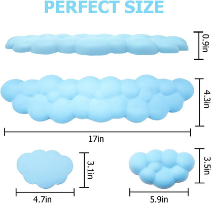 Ergonomic Keyboard Wrist Rest, PU Leather Memory Foam Cloud Wrist Rest for Computer Keyboard, Mouse Wrist Rest and Keyboard Pad for Gaming, Office, Computer, Laptop, Typing Pain Relief, Pastel Pink