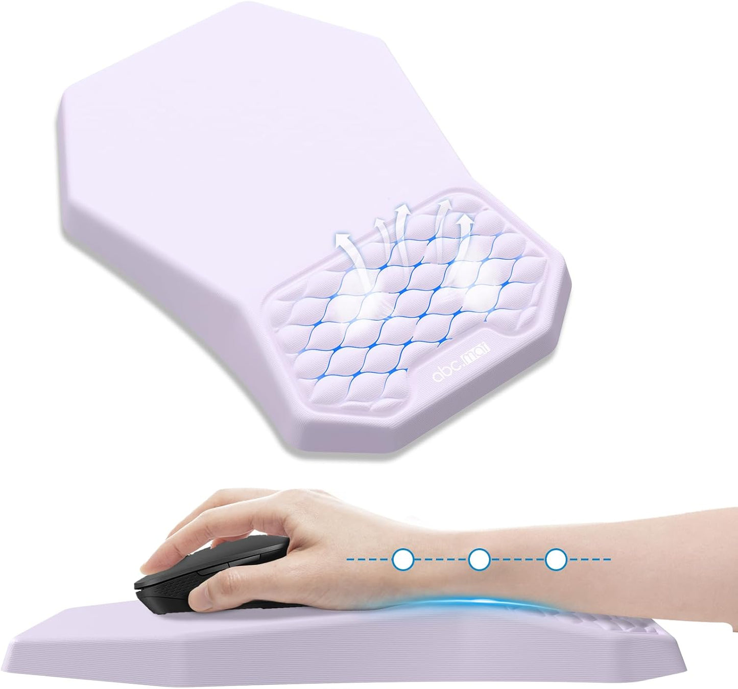 Ergonomic Mouse Pad and Keyboard Wrist Rest Support Set, Massage Design Mousepad for Carpal Tunnel Pain Relief, Memory Foam, Non-Slip PU Base for Computer Desk, Baby Blue