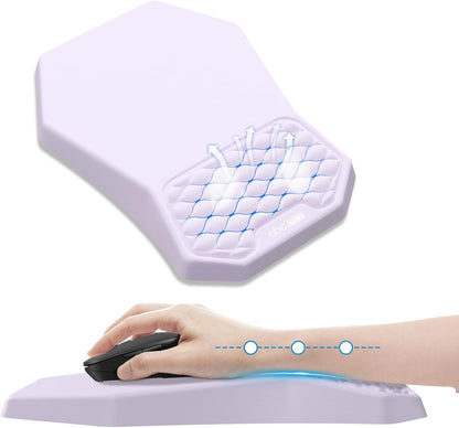 Ergonomic Mouse Pad and Keyboard Wrist Rest Support Set, Massage Design Mousepad for Carpal Tunnel Pain Relief, Memory Foam, Non-Slip PU Base for Computer Desk, Baby Blue