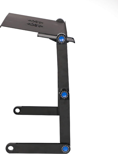 Foldable Aluminum Laptop Desk Adjustable Portable Laptop Table Stand with 2 CPU Cooling Fans and Mouse Pad Ergonomic Lap Desk for Bed and Sofa Up to 17 Inches