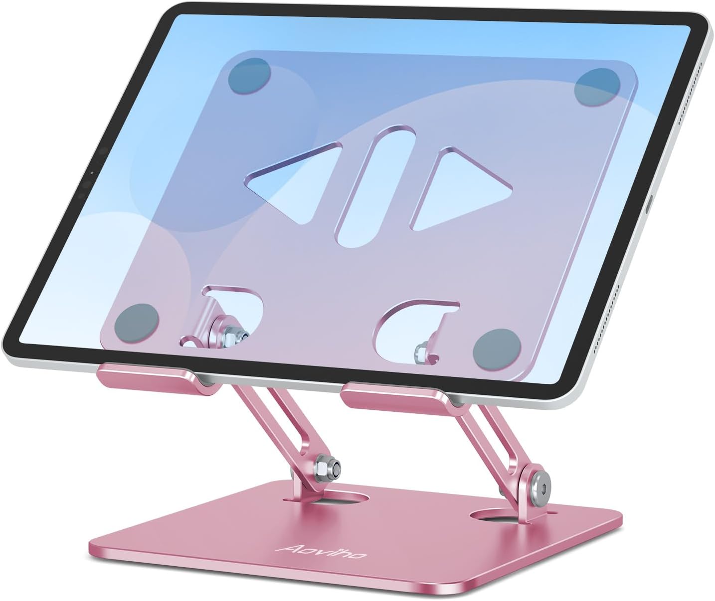 Aoviho Tablet Stand Holder for Desk, Adjustable Desktop Tablet Holder, Foldable Aluminum Tablet Mount for iPad pro 12.9, iPad Air Mini, Samsung Galaxy Tabs Z Fold Kindle Fire 4-12 inch Purple