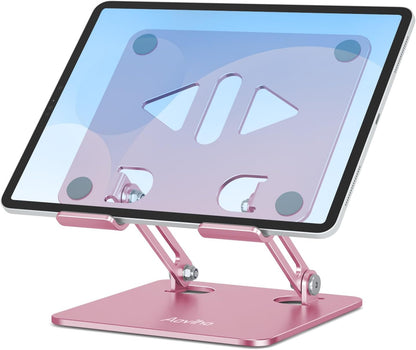 Aoviho Tablet Stand Holder for Desk, Adjustable Desktop Tablet Holder, Foldable Aluminum Tablet Mount for iPad pro 12.9, iPad Air Mini, Samsung Galaxy Tabs Z Fold Kindle Fire 4-12 inch Purple