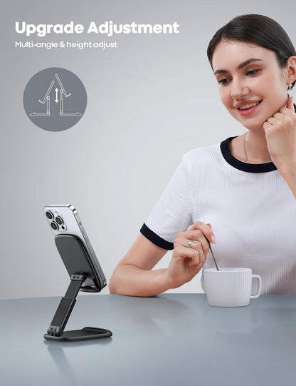 Lamicall Cell Phone Stand for Desk - [Height Adjustable] Foldable Mobile Phone Holder, Portable Stand for iPhone 17 16 15 14 13 12 11 Pro Max Plus Air, Galaxy S25, Office Gift Mothers Day Accessories