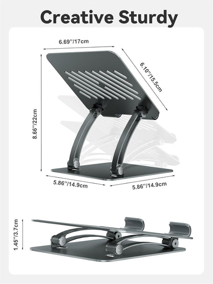 tounee Tablet Holder Stand, Dual Rod Adjustable Aluminum Desktop Stand, Compatible with 4.7-16.9" iPads, Surface Tablets, Portable Monitors, Kindle & More (Gray)