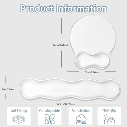 Gel Wrist Rest and Cloud Mouse Pad Support for Keyboard and Mouse - Ergonomic Pink Keyboard Wrist Pad Set for Typing Pain Relief/Computer/Laptop/Gaming/Home/Office (Cloud Shape, Gradient Blue Pink)