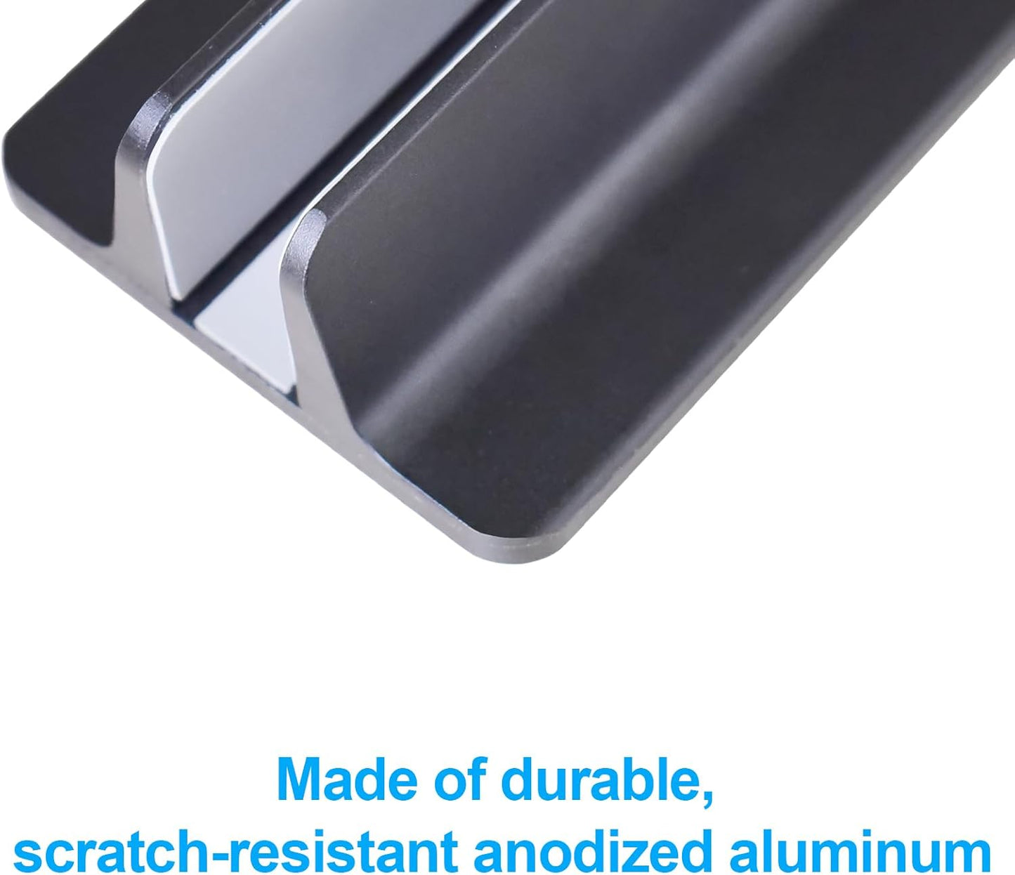 Vertical Laptop Stand Holder, Desktop Aluminum Stand for MacBook with Adjustable Dock Size, Fits All MacBook, Surface, Chromebook and Gaming Laptops (Up to 17.3 inches), Silver