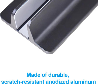 Vertical Laptop Stand Holder, Desktop Aluminum Stand for MacBook with Adjustable Dock Size, Fits All MacBook, Surface, Chromebook and Gaming Laptops (Up to 17.3 inches), Silver