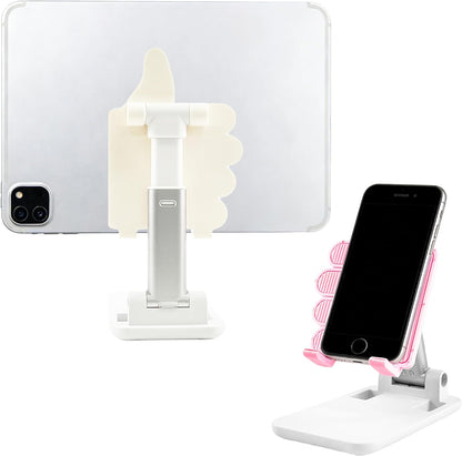Mother's Day 2 Pack Black&Pink Thumbs Up Foldable Cell Phone Stand Holder for Desk,Adjustable Silicone Anti-Slip Compatible with All Mobile Phones,Cool Gadgets Fun Desktop Accessory