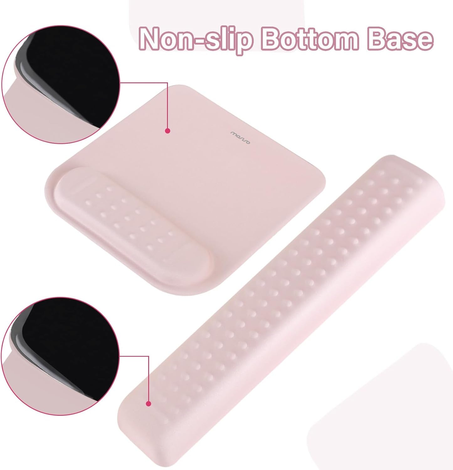 MOSISO Computer Keyboard Stand&Wrist Rest Support for Keyboard &Mouse Pad Set, Ergonomic Massage Wrist Rest Set, Easy Typing Working Acrylic Clear Stand for Office Home, Apricot