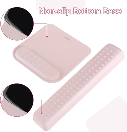 MOSISO Computer Keyboard Stand&Wrist Rest Support for Keyboard &Mouse Pad Set, Ergonomic Massage Wrist Rest Set, Easy Typing Working Acrylic Clear Stand for Office Home, Apricot