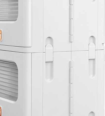 VECELO Plastic Storage Cabinet with Drawers, Stackable Storage Bins with Wheels, Waterproof Bathroom Storage Organizer, Multi-Tier Closet Storage for Bedroom, Living Room, Kitchen, Large 2-Tier