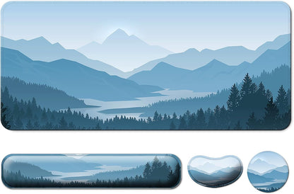 Keyboard Wrist Rest + Mouse Pad with Wrist Support + Desk Mat + Coaster 4 in 1 Set, XXL Large Gaming Mousepad Cute Ergonomic Mouse Pads for Desk Computer Laptop Office Decor-Beach