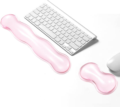 Clear Gel Wrist Rest for Keyboard, Keyboard Wrist Rest for Typing Pain Relief, Ergonomic Keyboard Arm Rest, Suitable for Office, Gaming, Computer, Laptop - Pink