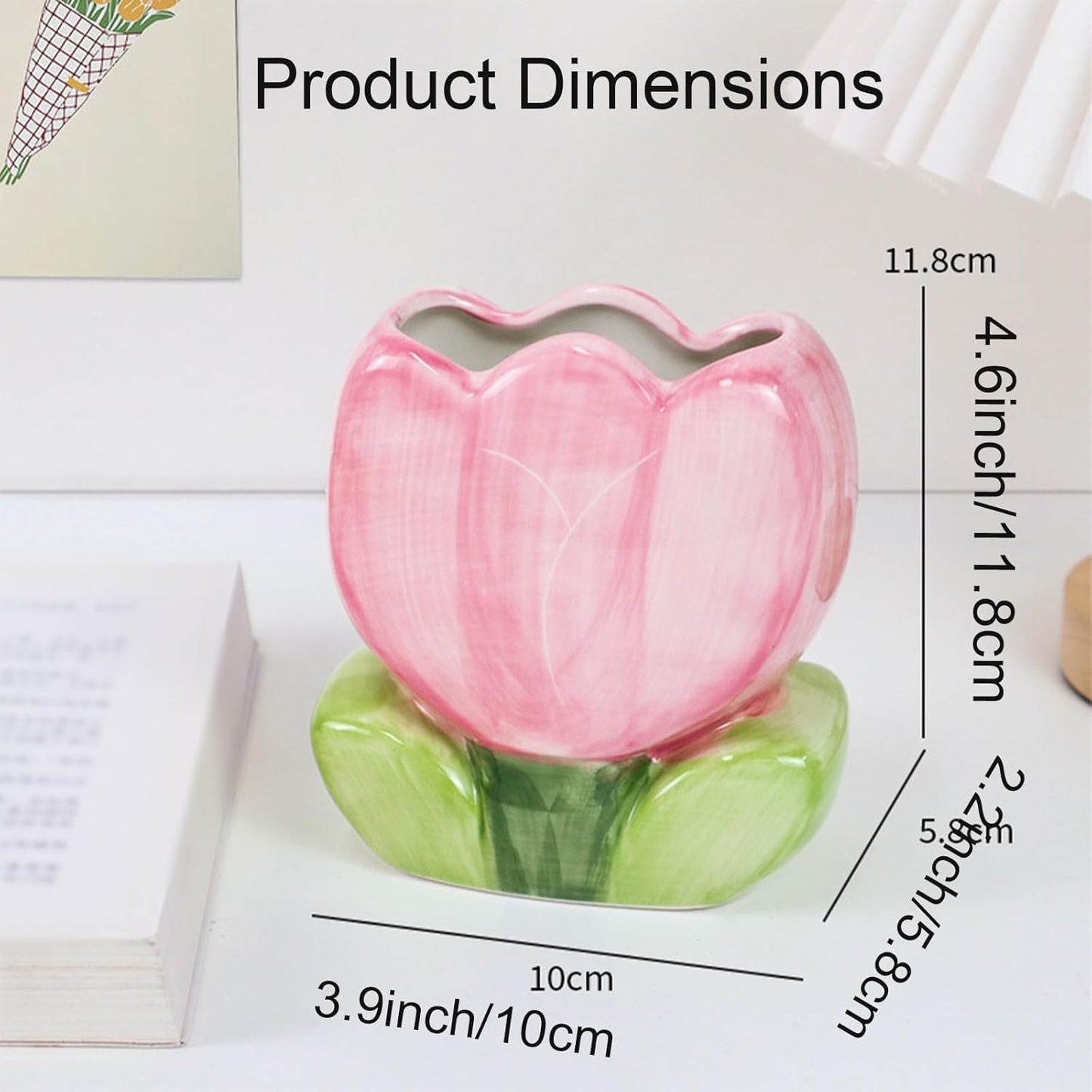 Pen Holder for Desk Cute Toothbrush Holder Tulips Vase Decor Aesthetic Pencil Holder for Office Makeup Brush Holder Yellow Kawaii Desk Accessories Home Decor Birthday Gifts for Women
