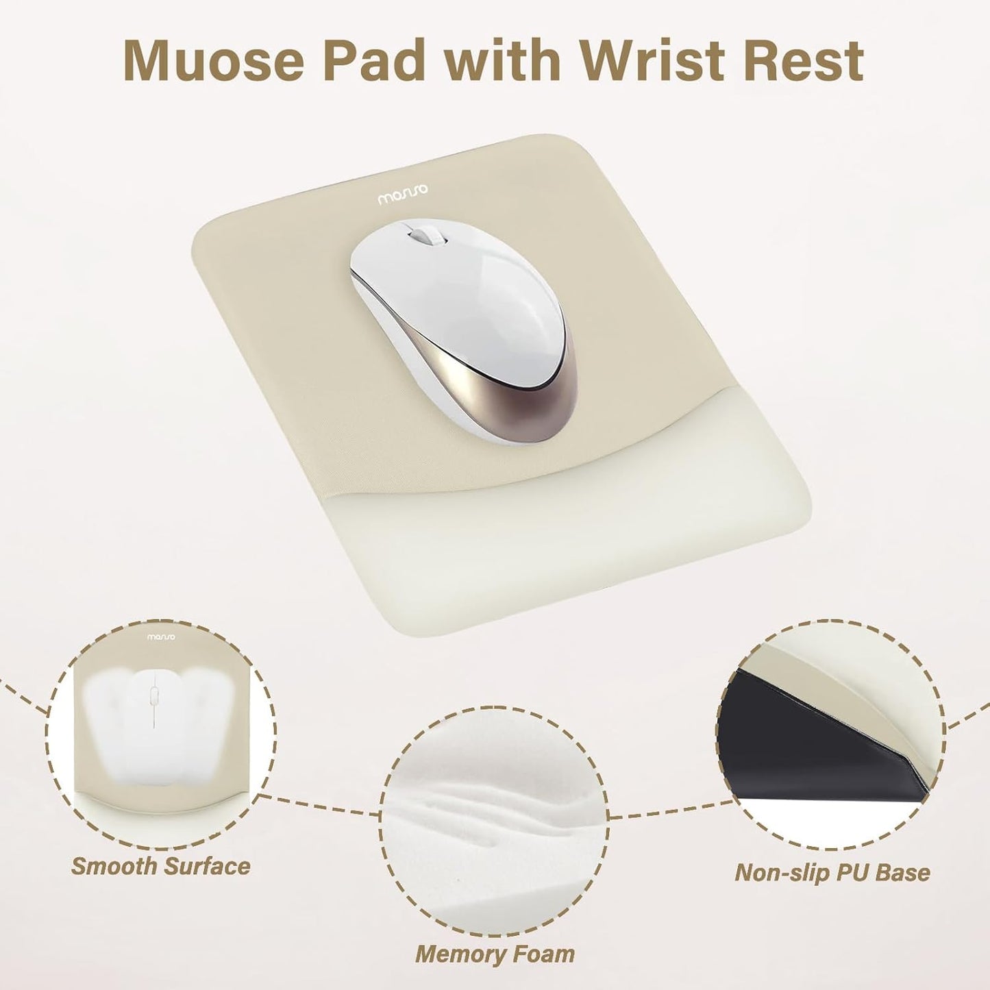 MOSISO Wrist Rest Support for Mouse Pad&Keyboard Set, Rectangular Ergonomic Mousepad Non-Slip Base Home/Office Pain Relief&Easy Typing Pad with Neoprene Cloth&Raised Silicone Lining, Green