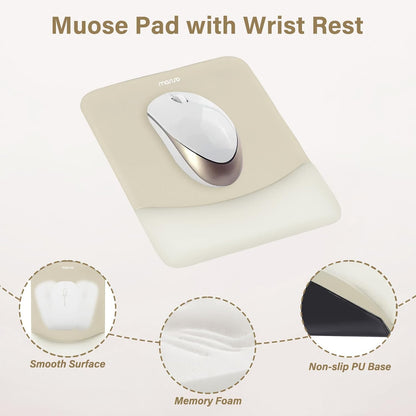 MOSISO Wrist Rest Support for Mouse Pad&Keyboard Set, Rectangular Ergonomic Mousepad Non-Slip Base Home/Office Pain Relief&Easy Typing Pad with Neoprene Cloth&Raised Silicone Lining, Green