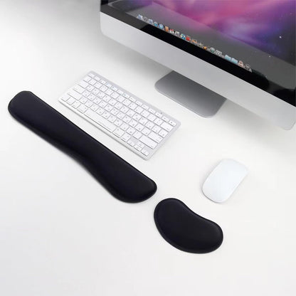 Keyboard Wrist Rest and Mouse Wrist Rest Set - Ergonomic Memory Foam Wrist Cushion - for Wrist Support on Computer, Laptop, Office, Playing Games, Typing Relieves Wrist Pain Black