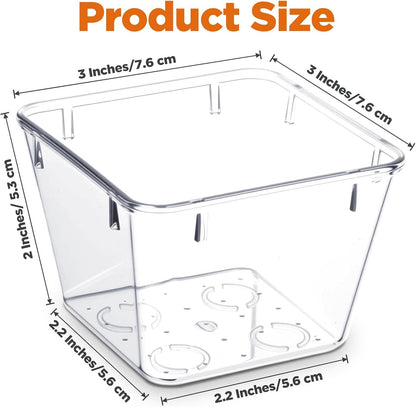 24 Pcs Clear Plastic Drawer Organizer Set, 3 x 3 x 2 Inch Stackable Storage Bins Dividers for Makeup, Office, Kitchen, Bathroom Organization