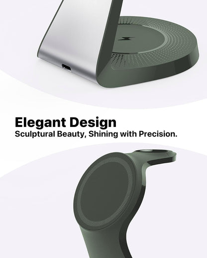 3 in 1 Charging Station for Apple Devices,Mag-Safe Charger Stand Fast Charging,Wireless Charger for iPhone 16/15/14/13/12 Series,& AirPods,& iWatch(USB-C Charger Included)