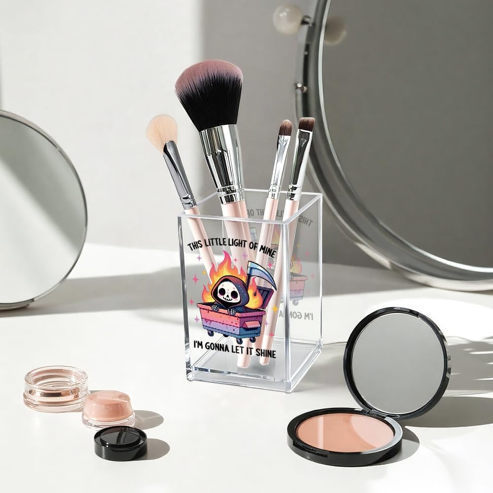 Everything is Figureoutable Acrylic Cosmetic Pencil Pen Holder Cup, Emotional Dumpster Fire Pencil Pen Holder Cup, Therapy Gifts, Mental Health Gifts for Women Colleague Boss Teacher