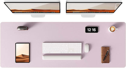 YSAGi Leather Desk Protector, Office Mat, Large Mouse Mat, Non-Slip PU Leather Blotter, Laptop Pad, Waterproof Writing Pad for Office and Home (Light Pink, 23.6" x 13.8") - Colors B