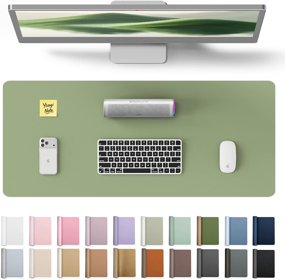 YSAGi Leather Desk Protector, Office Mat, Large Mouse Mat, Non-Slip PU Leather Blotter, Laptop Pad, Waterproof Writing Pad for Office and Home (Light Pink, 23.6" x 13.8") - Colors A