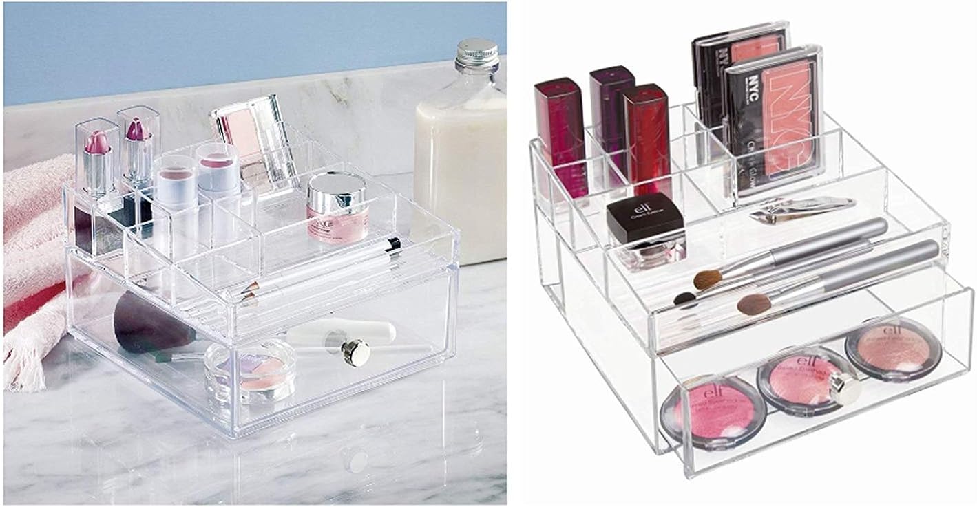 iDesign 36560EU 4-Drawer Vanity/Cosmetic Organizer, Set of 1, Clear